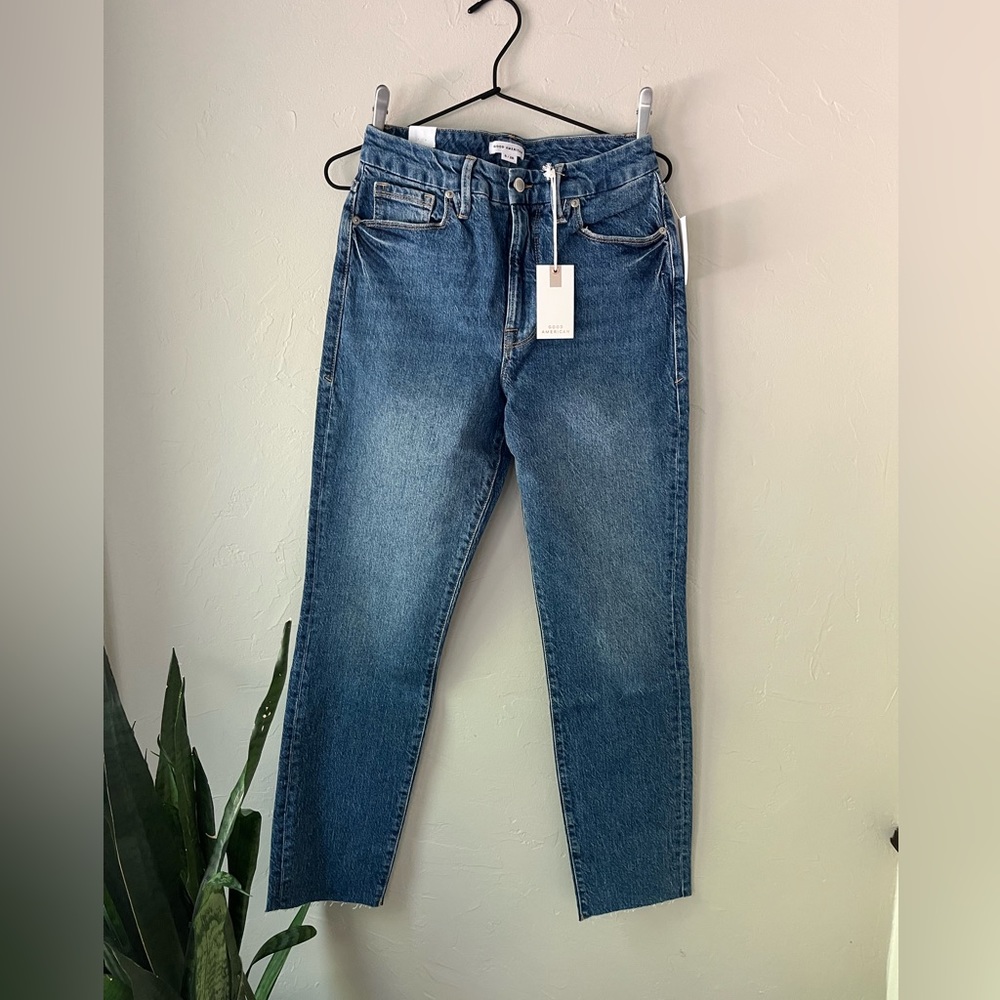 🦋GOOD AMERICAN GOOD CLASSIC RAW HEM JEANS 00/24 4/27 6/28 OR 10 - Picture 4 of 5